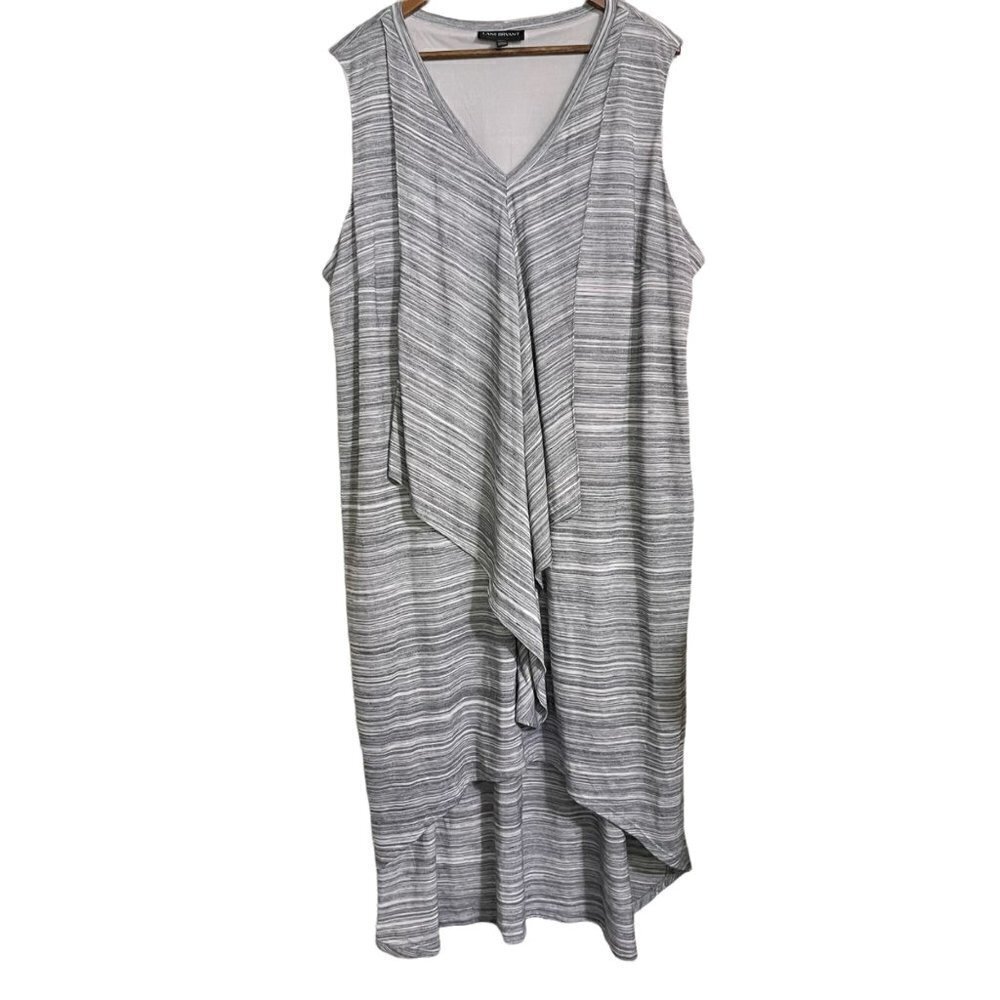 Lane Bryant Women's Gray Heathered Ruffle High Low Sleeveless Jersey Dress 22/24